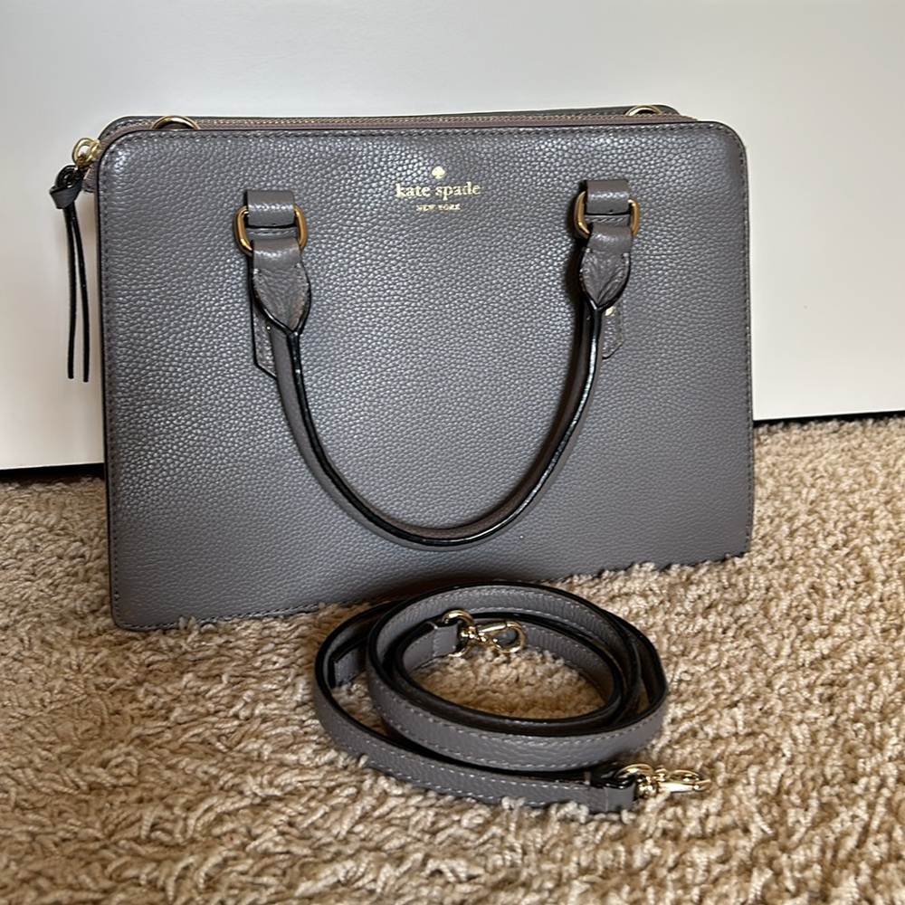 Kate Spade Mulberry Street Gray Pebbled Leather Crossbody Hand Bag- Gorgeous! - Picture 3 of 13
